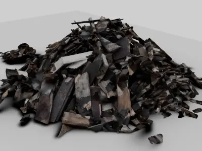 Construction work some damaged wood  3D model