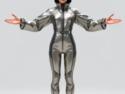 Futuristic SciFi Female Character Rigged and Animated Low-poly 3D model