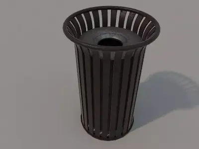 Old Metal Trashcan Low-poly 3D model