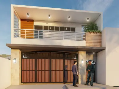 two storey garage with function hall 3D model