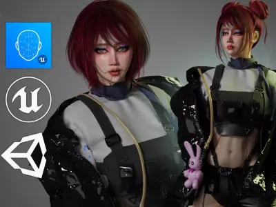 Cyber Girl - Game Ready Low-poly 3D model