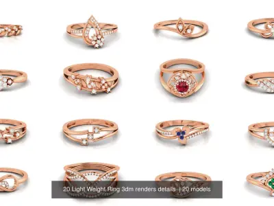 20 Light Weight Ring 3dm renders details  3D Model Pack