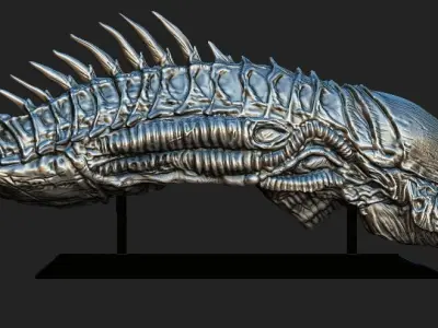 Aliens Raven head with base 3D model