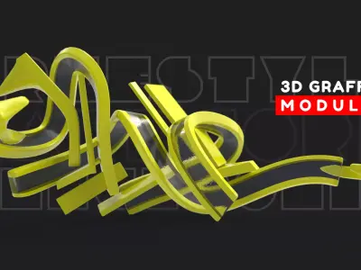 Modular 3D Graffiti Art Abstract Element Flow 3D model