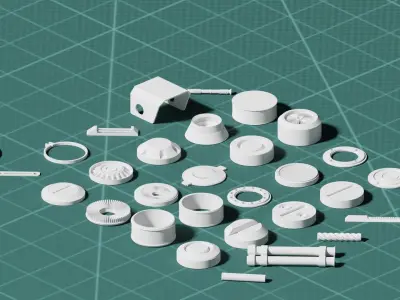 32 mini collection of mecha kitbash set 3D model