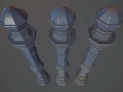 Barrier Bollard Pack 2 v5 Blue Three Texture Options Low-poly 3D model