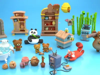 bear house  Low-poly 3D model