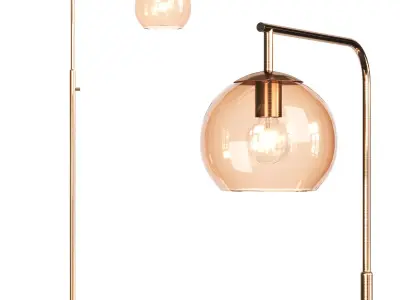 Rivet Hudson Mid Century Brass Floor Lamp 3D model