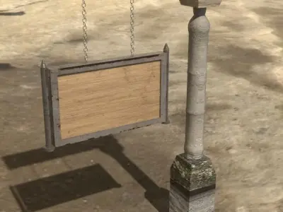 Old Road Sign  - Low Poly Low-poly 3D model