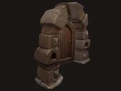 - Free - Dungeon Gate with a wooden door Free 3D model