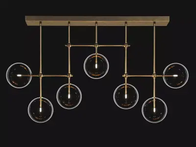RESTORATION HARDWARE GLASS GLOBE LINEAR CHANDELIER 60 3D model