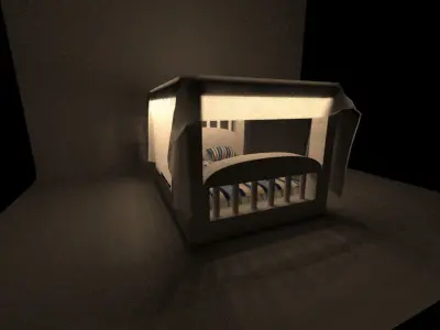 Cinderella Bed with string light Free low-poly 3D model