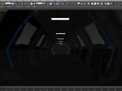 SCI FI INTERIOR SCENE SPACE SHIP Low-poly 3D model