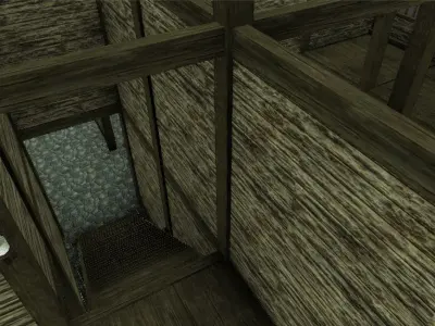 Medieval wood house 5 enterable 3D model