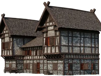 Old Medieval Building House 4K Textures GameReady 67 Low-poly 3D model