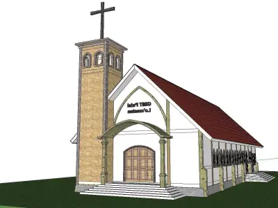 Architecture-Religion-God-Culture-Temple-0298 church with cro... 3D model