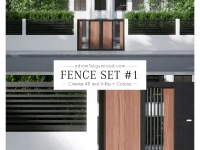 Fence set for Cinema 4D V-Ray and Corona 3D model