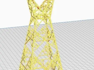High Voltage Line Pole Drawing PDH type 3D print model