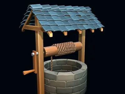 Stylized well Low-poly 3D model