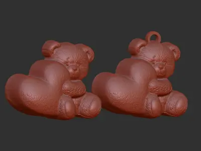 teddy big heart valentines decor  3D print model