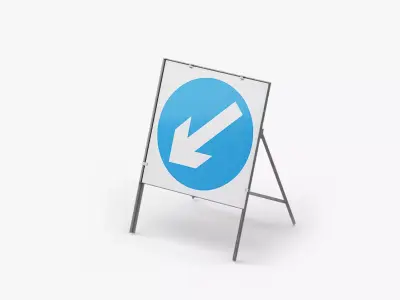 Keep Left Square Road Sign Low-poly 3D model