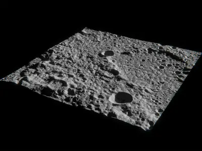 Lunar North Pole And South Pole Terrain - Moon- craters- 3D model