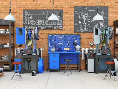 K2118B mechanical press - Collection for industrial interior two 3D model