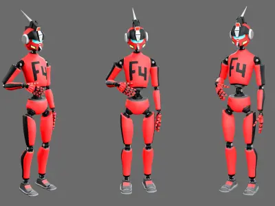 10 unique robots Low-poly 3D model