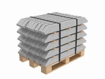 Stacked Concrete Spur On Wood Pallet 3D model