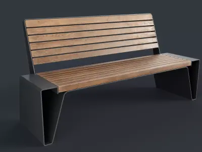 Modern Outdoor Bench 8 PBR Game Ready Low-poly 3D model
