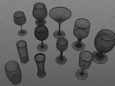 Set of glasses Low-poly 3D model