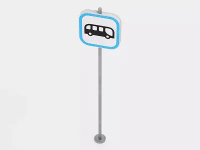 Bus Stop Sign Low-poly 3D model