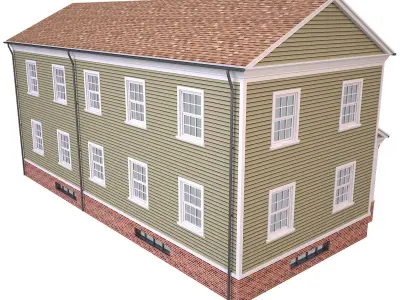 House 3 two story with porch Low-poly 3D model