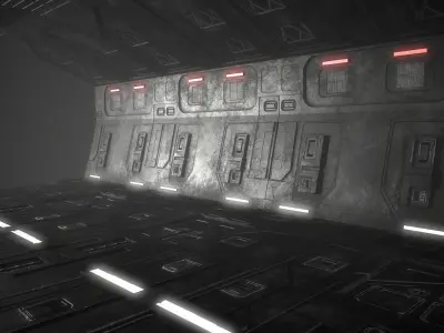 Sci-Fi Corridor Futuristic Low-poly 3D model