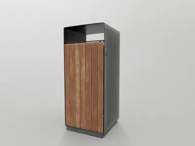 Modern Timber Street bin Vol 01  Game Ready PBR 3D model Low-poly 3D model
