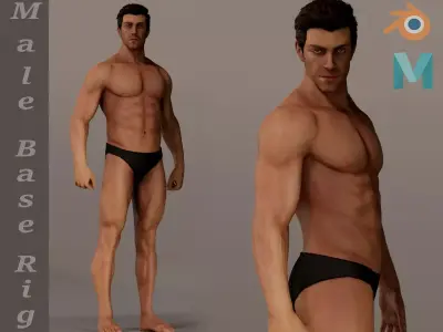 Male Base Complete Rig Low-poly 3D model