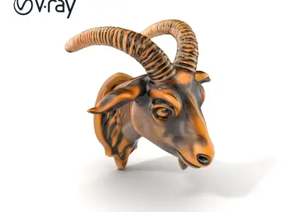 Bronze Goat Head Door Handle model pack Low-poly 3D model