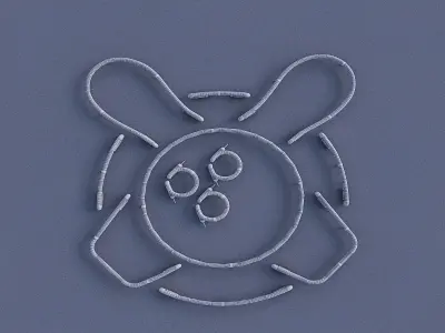 Neon Bowling Sign Low-poly 3D model