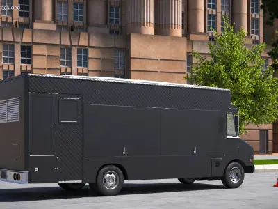  Fast Food Delivery Vehicle Black Simplified 