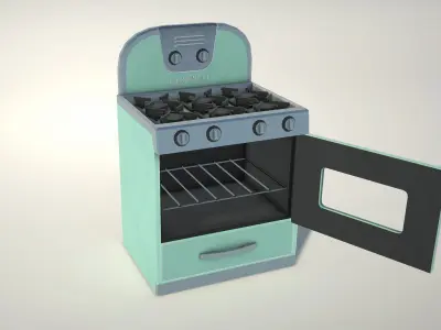 Vintage Kitchen Stove Low-poly 3D model