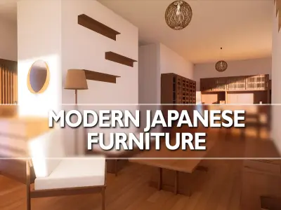 Modern Japanese Furniture Pack - 75 assets Low-poly 3D model