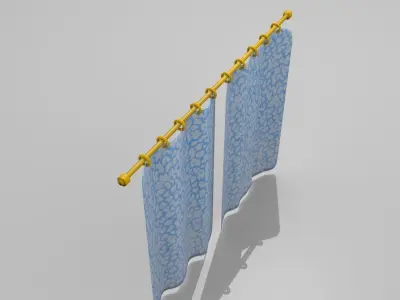 Curtains double simulations Low-poly 3D model