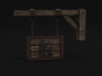 Medieval Blacksmith Sign Low-poly 3D model