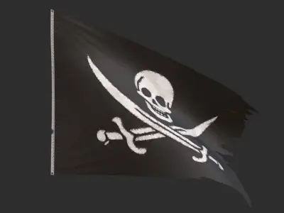 Pirate Flag - Calico Jack Rackham Low-poly 3D model