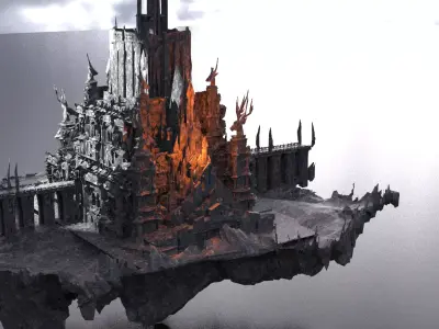 Dark lord Ruins floating high 3D model