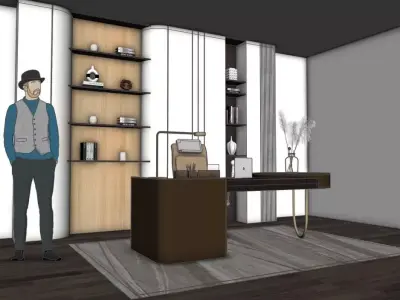 Modern Office Interior 3D Model SketchUp 2018 2021 FBX OBJ DAE 3D model