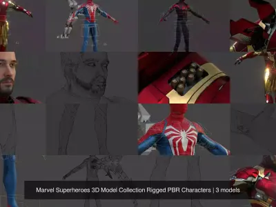 Marvel Superheroes 3D Model Collection Rigged PBR Characters 3D Model Pack