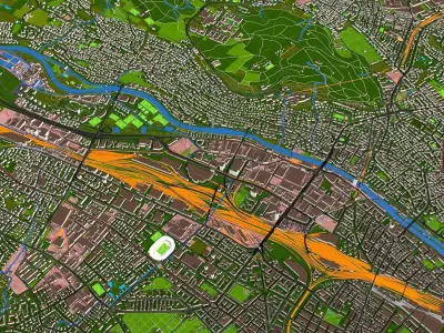 Zurich city of Switzerland Low-poly 3D model