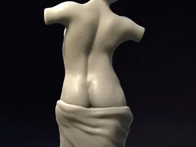 Marble Female Torst Bust Sculpture - OBJ ZTL HIP 3D model