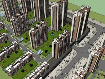 low housing systainable apartment building sketchup model  3D model